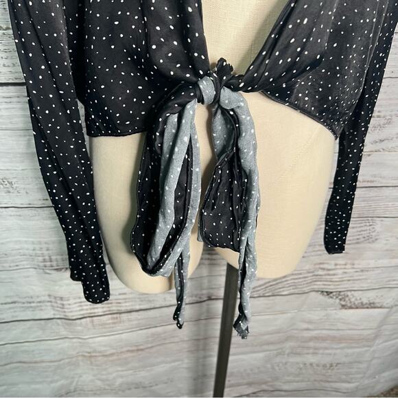 Zara XXL Long Sleeve Satin Polka Dot‎ Wrap Shirt Viscose Blend - Picture 9 of 12